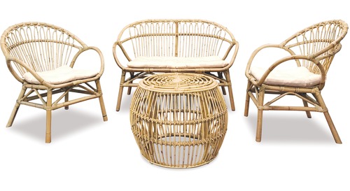 Alfresco Amalfi 4-pce Natural Rattan Suite